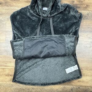Columbia Hoodie Womens M Gray Sleeveless Fuzzy‎ Fleece Side Zip Pullover Vest